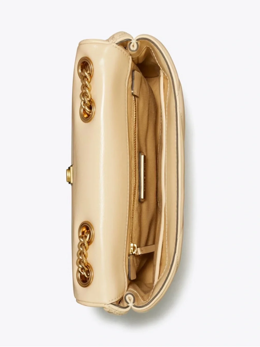 $575 Tory Burch Small Kira Diamond Quilt Shoulder Bag Vanilla Soft Serve